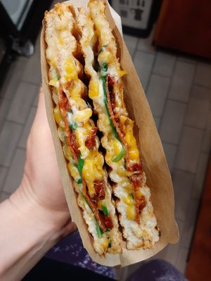 Hot sandwich "cheesy dream" at Veg Machine in Tallinn