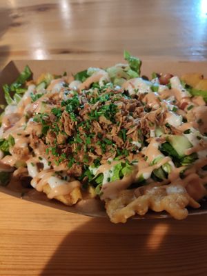 Loaded fries at Veg Machine in Tallinn