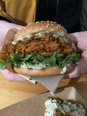 Sweet potato burger at Veg Machine in Tallinn