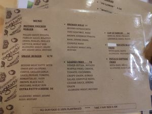 The menu, all vegan at Veg Machine in Tallinn