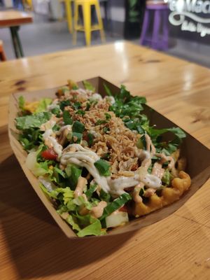 Loaded fries at Veg Machine in Tallinn