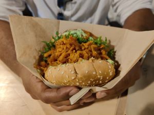 Mother Trucker Burger with sweet potatoes at Veg Machine in Tallinn