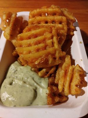 Potato waffles at Veg Machine in Tallinn