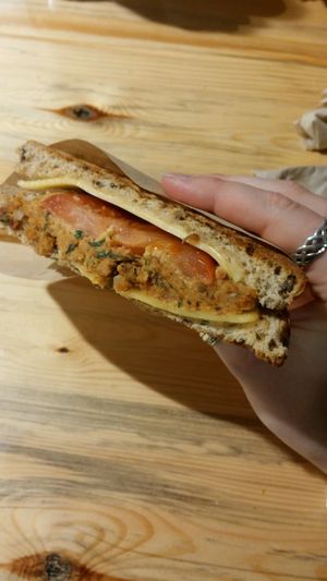 Hot sandwich (you get two like this) at Veg Machine in Tallinn