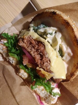 Grilled Cheese burger with Beyond Meat patty at Veg Machine in Tallinn