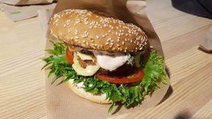 Cheese burger with Beyond Burger patty at Veg Machine in Tallinn