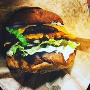 Double smash Beyond Meat cheese burger at Veg Machine in Tallinn