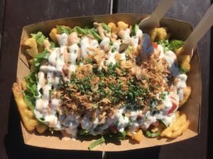 Loaded fries at Veg Machine in Tallinn