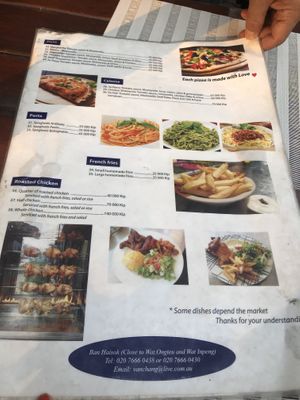 Back menu  at Chez Joseph in Vientiane