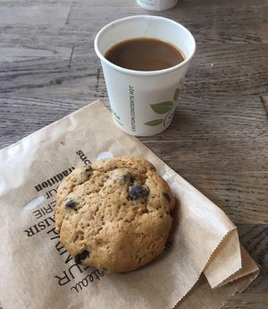 Vegan cookie and coffee  at Tree House in Nantes
