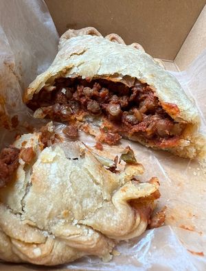 Savory lentil ‘Sloppy Joe’ hand pie   at Black Currant Bakehouse in Union Pier