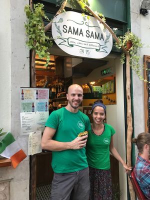the front of the building featuring the owner at Sama Sama Catering in Lisbon