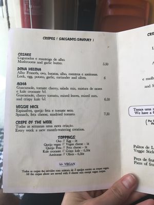 menu at Sama Sama Catering in Lisbon