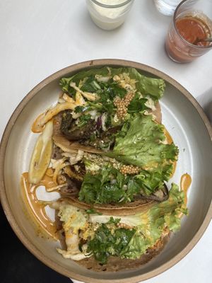 2x aubergine and 1x courgette fritter tacos  at Santa Rosalia in Toulon