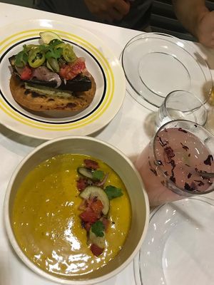 Soup and tostada at Santa Rosalia in Toulon