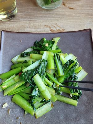 Grilled water spinach at Monsoon Cafe - Aqua City Odaiba in Tokyo