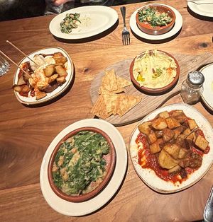 lots of vegan tapas  at Barcelona Wine Bar in Stamford