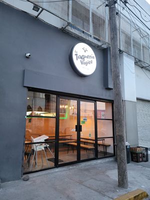 Outside #Veganuary at La Taqueria Vegiee in Tijuana