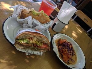 torta of vegan milanesa at La Taqueria Vegiee in Tijuana