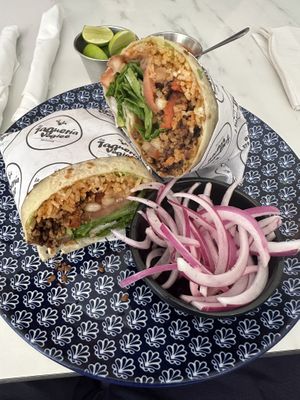 Burrito was solid   at La Taqueria Vegiee in Tijuana