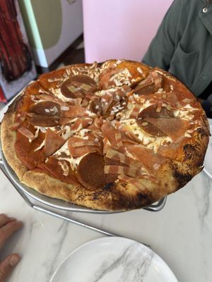 Pizza was filling but not very tastyy  at La Taqueria Vegiee in Tijuana
