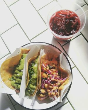 Tacos!! at La Taqueria Vegiee in Tijuana