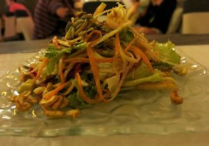 Ubud Thai which is local young papaya, red pepper and spiced peanuts with authentic Thai dressing.  at Clear Cafe in Ubud