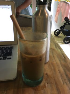 Cinnamon latte with cashew mylk at Clear Cafe in Ubud