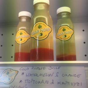 organic juice  at Vegan Nation in Athens