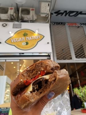 Portobello burger at Vegan Nation in Athens