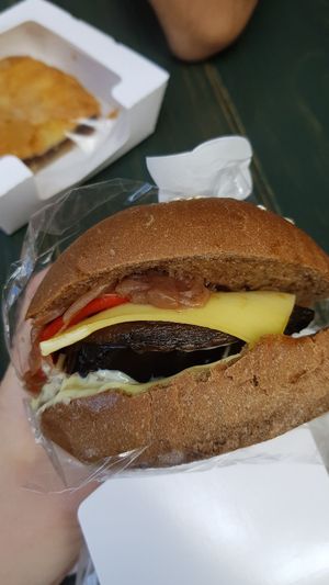 portobello burger at Vegan Nation in Athens