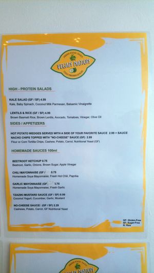 Menu as of 29/5/18 at Vegan Nation in Athens