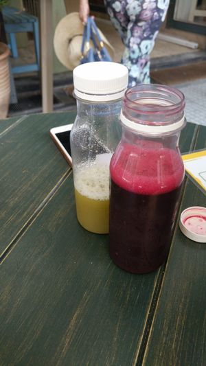 Cold pressed juices at Vegan Nation in Athens