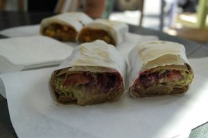Mexican style burrito at Vegan Nation in Athens