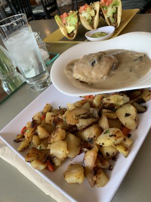 Vegan biscuits and mushroom gravy   at Water Garden Cafe in Cleveland
