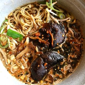 Vegan mushroom umami ramen. at Fat Ramen in Helsinki
