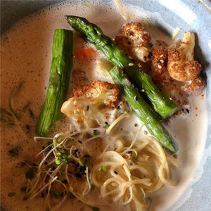 Vegan cauliflower ramen. at Fat Ramen in Helsinki