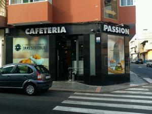 The outside. Free parking on this and adjoining streets. at Cervecería Passion in Gran Canaria