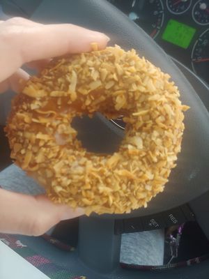 Has coconut on it at Wake N Bake Donuts in Carolina Beach