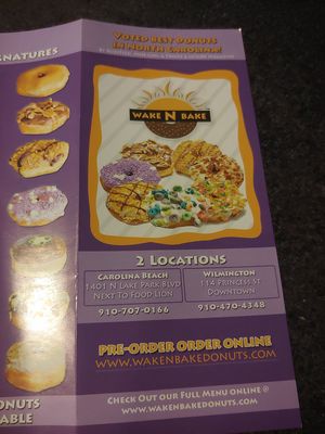 Pamphlet at Wake N Bake Donuts in Carolina Beach