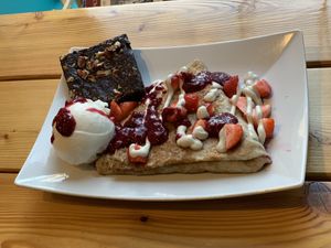 Forest berry crepe with brownie and gelato at Joylato in Reykjavik