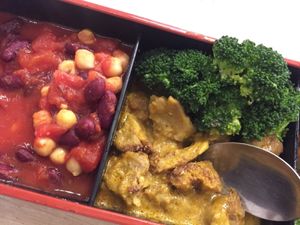 Happy beans + masala monkey head mushrooms + broccoli with wolfberries  at The Bento People in Central Singapore