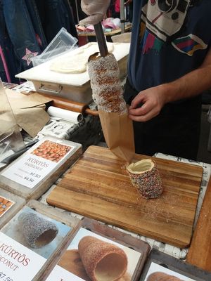 Ready to serve my coconut kurtos at Gabor's Kurtos - Market Stall in Glebe