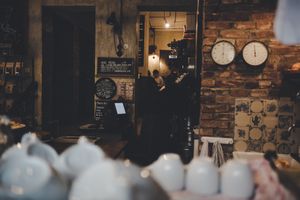 We can sit behind the machine! at Bakeliet Kaffee in Kiel
