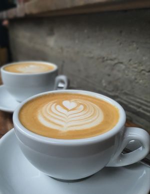 Cappuccino with oatmilk at Bakeliet Kaffee in Kiel