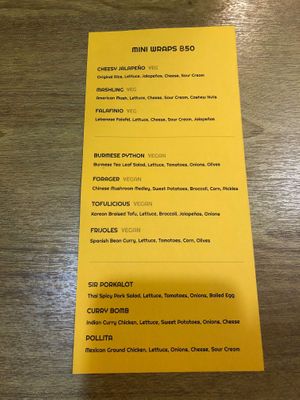 Menu at Wrap Master - Nimmanhemin in Chiang Mai