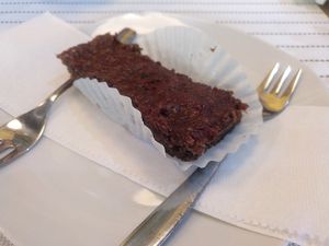 Mouth watering beetroot brownie at Dr Ben Bistro in Santo Domingo