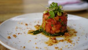Tomato tarrte with seaweed  at TIME Vegetarian Kitchen in Santo Domingo