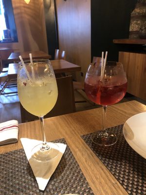 Sake margarita - rose gin tonic  at TIME Vegetarian Kitchen in Santo Domingo