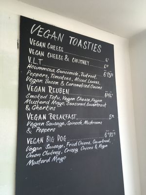 Vegan menu. at The Coffee Counter in Brighton